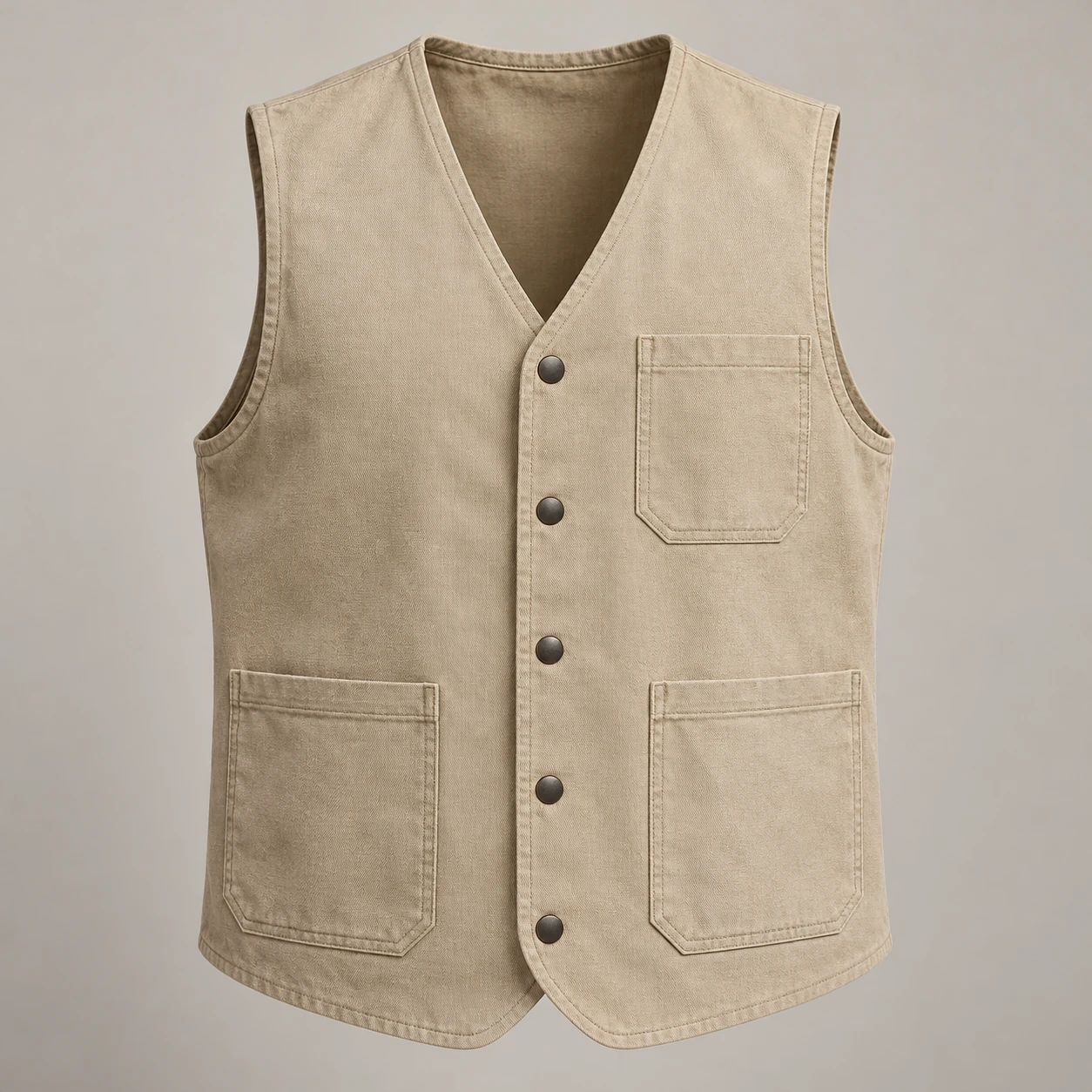 Form Canvas Vest in Sand, front view