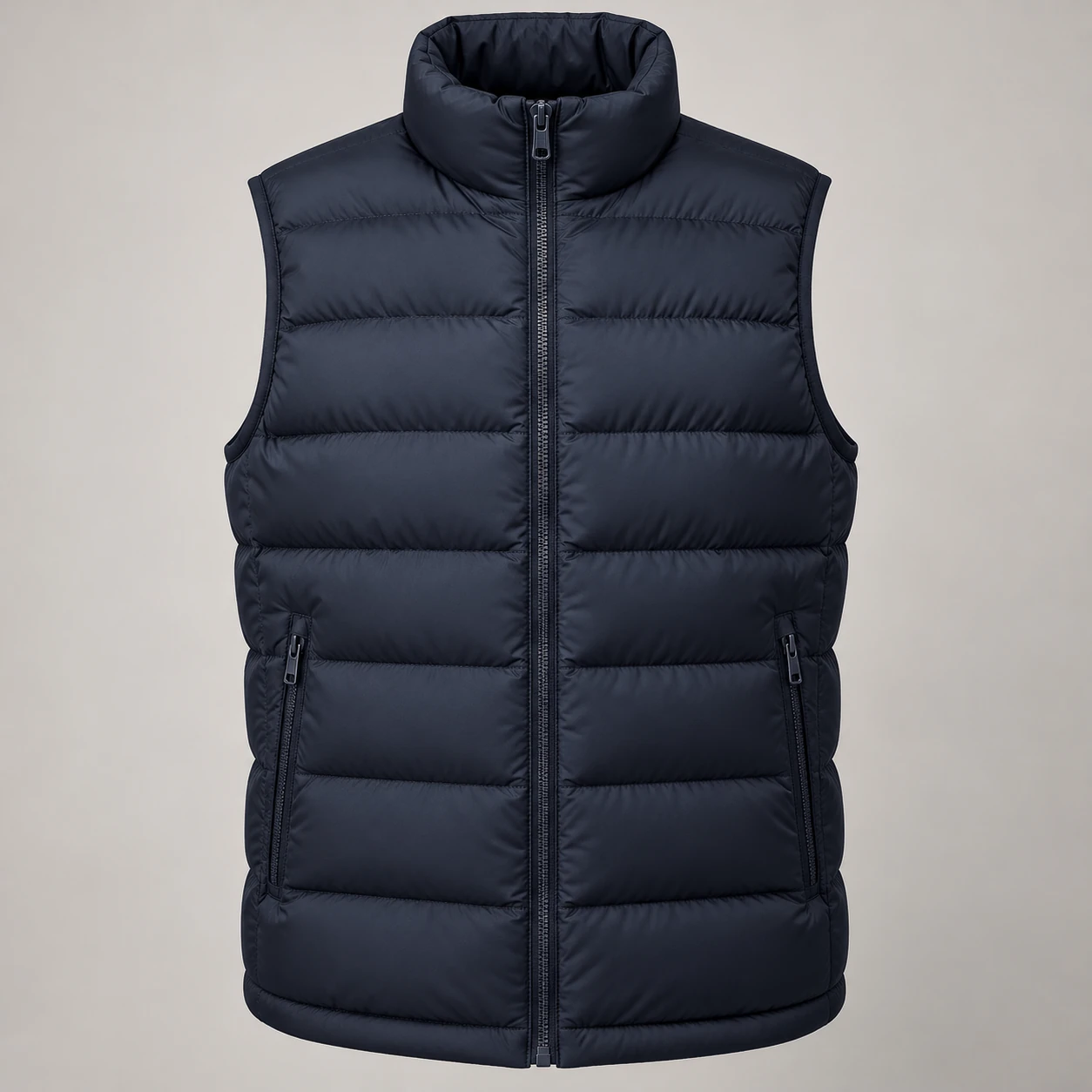 Haven Padded Vest in Midnight, front view