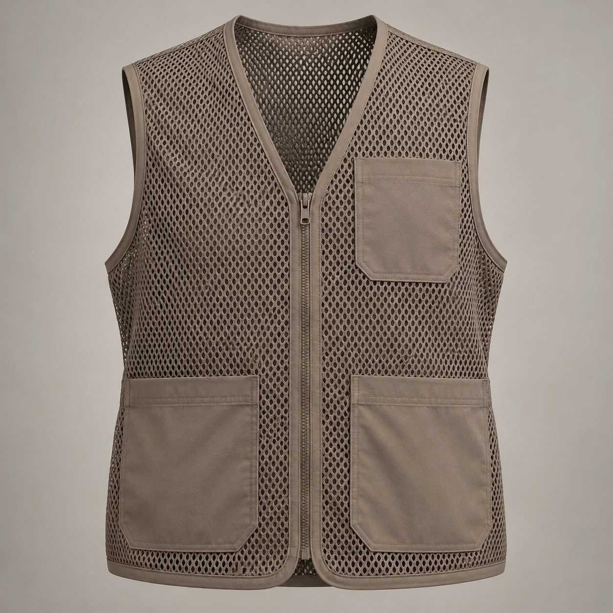 Open Air Vest in Taupe, front view