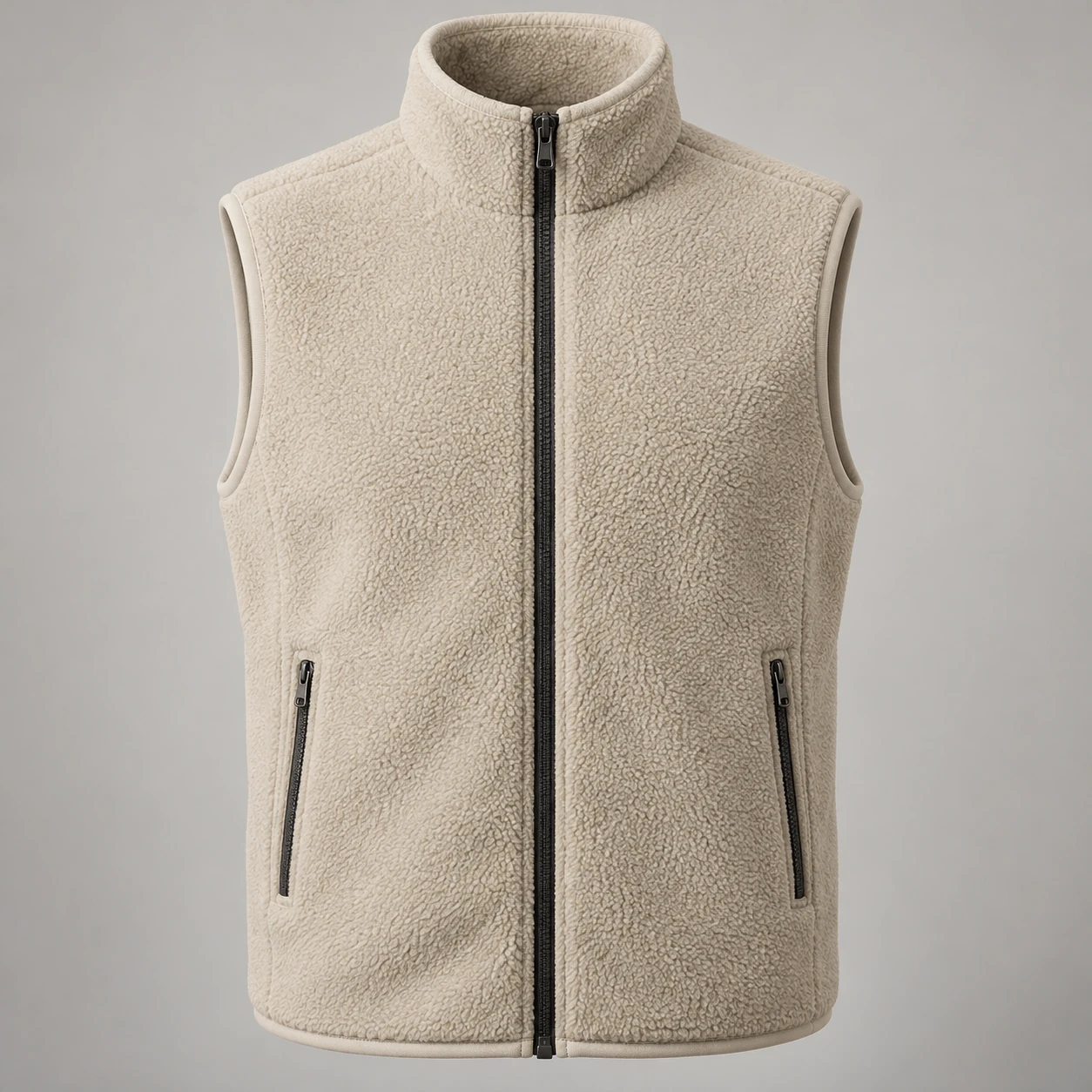 Still Fleece Vest in Oat, front view